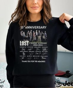 20th Anniversary LOST 6 Seasons 121 Episodes 2004 2024 Thank You For The Memories T Shirt