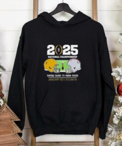 2025 College Football National Championship Notre Dame Fighting Irish Head To Head Ohio State Buckeyes Helmet Matchup In Atlanta shirt