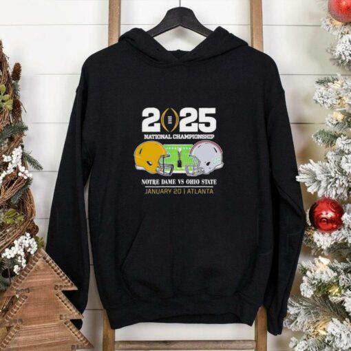 2025 College Football National Championship Notre Dame Fighting Irish Head To Head Ohio State Buckeyes Helmet Matchup In Atlanta shirt