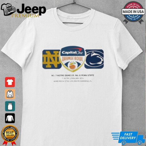 2025 Orange Bowl Matchup Is Set Notre Dame Vs Penn State CFP Semifinal Championship Teams Logos Shirt