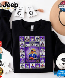 All time greats Minnesota Vikings Cris Carter Alan Page Randy Moss Fran Tarkenton signatures shirt