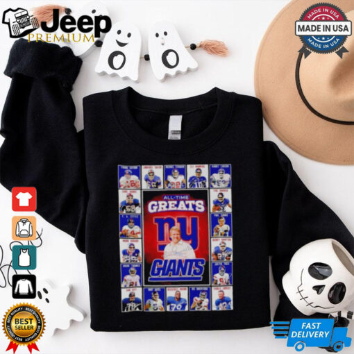 All time greats New York Giants Frank Gifford Lawrence Taylor Michael Strahan signatures shirt