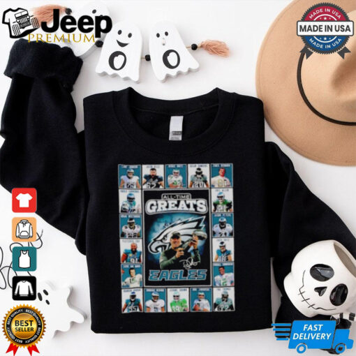 All time greats Philadelphia Eagles Lane Johnson Jason Kelce Reggie White Brian Dawkins signatures shirt