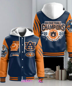 Auburn Tigers 2024 Basketball Champions Hooded Varsity Jacket – Official Auburn Tigers Fan Apparel, 2024 Basketball Champions Gear, Limited Edition Hooded Varsity Jacket