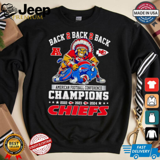 Back 2 back 2 back American Football Conference Champions Chiefs mascot shirt