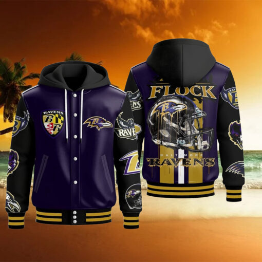 Baltimore Ravens Flock Pride Hooded Varsity Jacket1