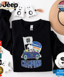 **Best Peanuts Snoopy and Woodstock Notre Dame Fighting Irish 2025 Capital One Orange Bowl Champions Shirt** – Celebrate Notre Dame's victory with this fun design featuring Snoopy and Woodstock, perfect for fans of the Fighting Irish and Peanuts!