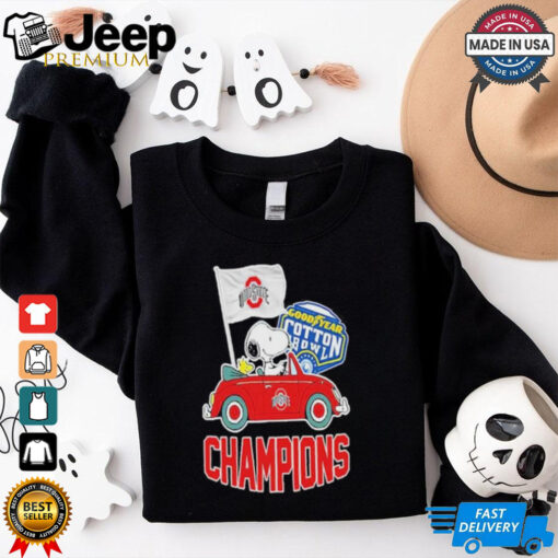 Best Peanuts Snoopy and Woodstock Ohio State Buckeyes 2025 Goodyear Cotton Bowl Classic Champions Shirt