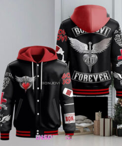 Bon Jovi Forever Special Hooded Varsity Jacket – Official Bon Jovi Merchandise, Rock Legend Apparel, Limited Edition Hooded Varsity Jacket