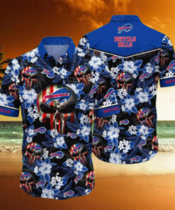 Buffalo Bills Skull Blossom Hawaiian Shirt