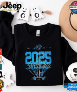 Carolina Panthers Happy New Year 2025 T-Shirt – Official Panthers Fan Apparel, NFL New Year Celebration Shirt, Carolina Panthers Supporter Gear
