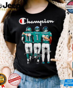 Champion Philadelphia Eagles Brown Hurts and Barkley signatures shirt