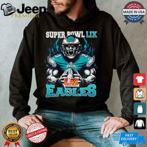 Chiefs vs. Eagles Super Bowl LIX Burning Warrior scream Eagles shirt
