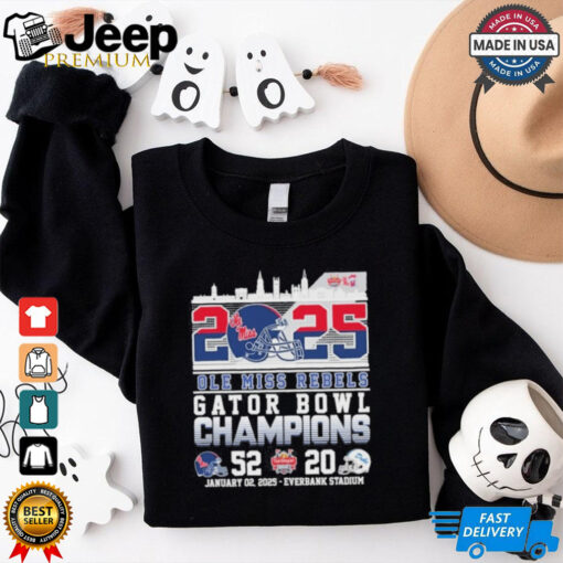 Funny 2025 Ole Miss Rebels Gator Bowl Champions 52 20 Duke Shirt