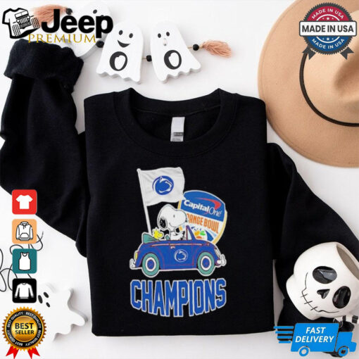 Funny Peanuts Snoopy and Woodstock Penn State Nittany Lions 2025 Capital One Orange Bowl Champions Shirt