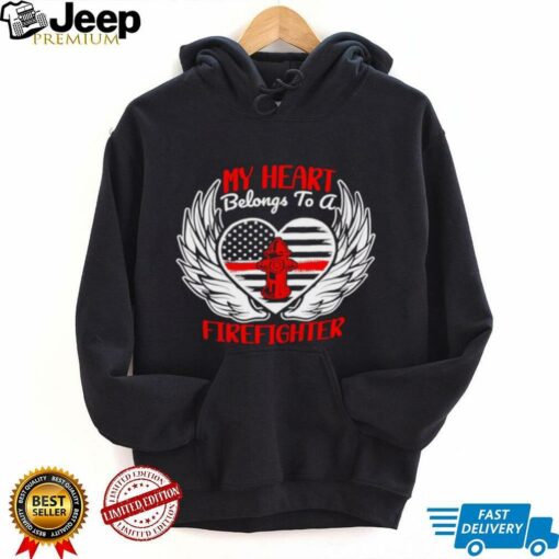 Heart wings my heart belongs to a firefighter shirt