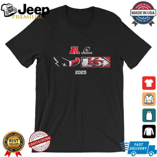 Houston Texans And Kansas City Chiefs Matchup 2025 AFC Divisional Round Head To Head Logo Unisex Shirt
