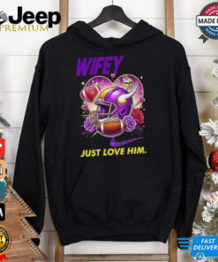 Hubby Wifey just love him her Minnesota Vikings helmet shirts