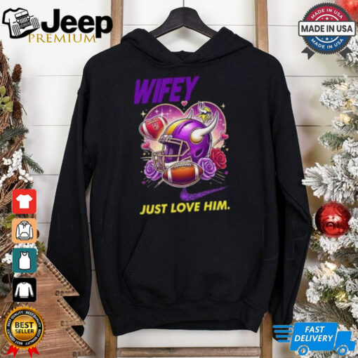 Hubby Wifey just love him her Minnesota Vikings helmet shirts