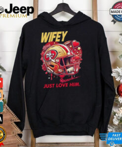 Hubby Wifey just love him her San Francisco 49ers helmet shirts