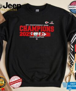 Kansas City Chiefs 2024 2025 AFC Championship Champions Logo With KC Wolf Mascot shirt