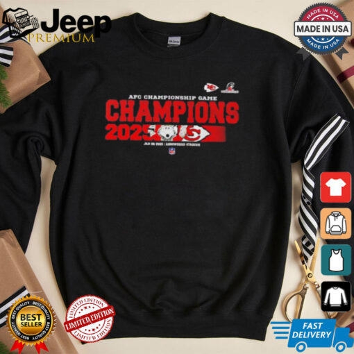 Kansas City Chiefs 2024 2025 AFC Championship Champions Logo With KC Wolf Mascot shirt