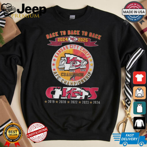 Kansas City Chiefs 2024 2025 Back To Back AFC Champions T Shirt