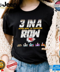 Kansas City Chiefs 3 In A Row Super Bowl LIX Champions Shirt