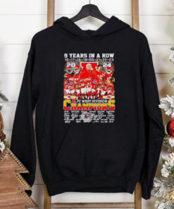 Kansas City Chiefs 9 years in a row AFC West Division Champions 2024 signatures shirt
