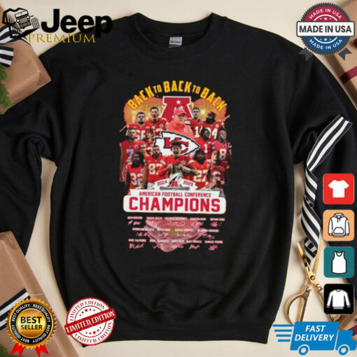 Kansas City Chiefs Back To Back To Back 2025 Afc Champions Shirt