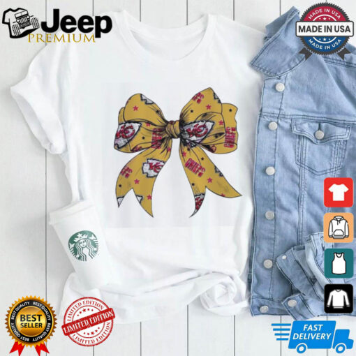 Kansas City Chiefs Coquette Bow Glitter Logo T Shirt