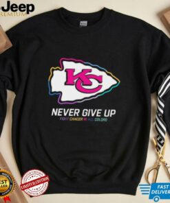 Kansas City Chiefs never give up fight cancer in all colors shirt