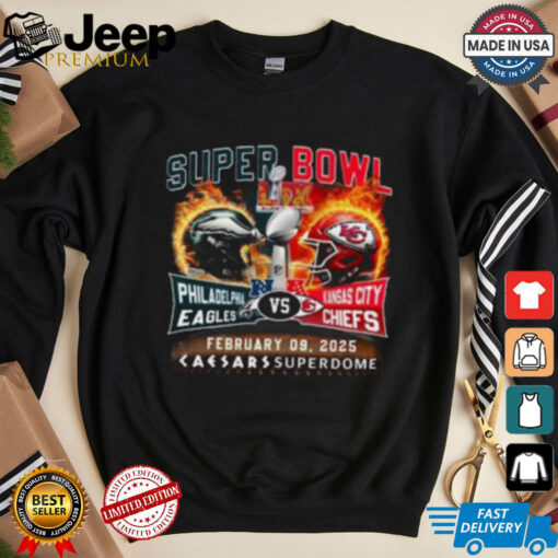 Kansas City Chiefs vs Philadelphia Eagles 2025 Super Bowl LIX Helmet T Shirt
