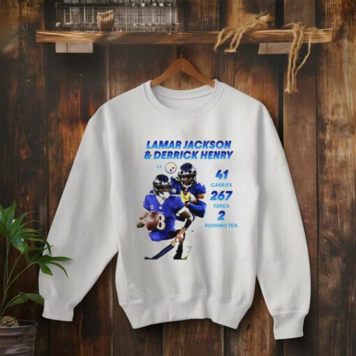Lamar Jackson and Derrick Henry 41 carries 267 yards 2 Rushing TDS shirt