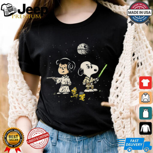 Lucy and Snoopy Princess Leia and Luke Skywalker kissed by a rebel shirt