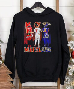 Maryland city skyline Maryland Terrapins Baltimore Orioles and Baltimore Ravens sports signatures shirt