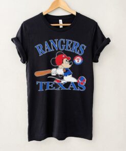 Mickey Mouse Texas Rangers baseball logo shirt
