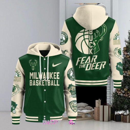 Milwaukee Bucks Fear The Deer Hooded Varsity Jacket