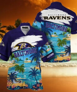 NFL Baltimore Ravens Palm Tree Hot Summer Hawaiian Shirt Gifts Sport Fans