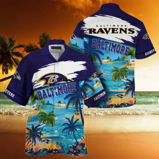 NFL Baltimore Ravens Palm Tree Hot Summer Hawaiian Shirt Gifts Sport Fans