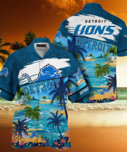 NFL Detroit Lions Palm Tree Hot Summer Hawaiian Shirt Gifts Sport Fans