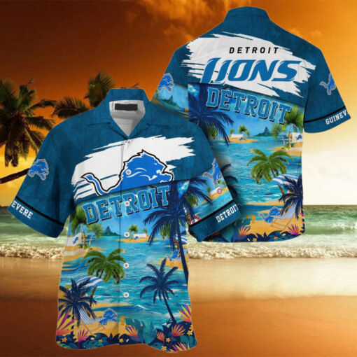 NFL Detroit Lions Palm Tree Hot Summer Hawaiian Shirt Gifts Sport Fans