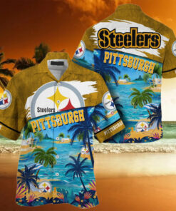 NFL Pittsburgh Steelers Palm Tree Hot Summer Hawaiian Shirt Gifts Sport Fans