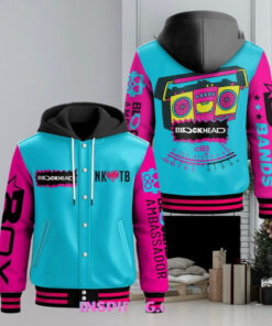 New Kids On The Block Blockhead Hooded Varsity Jacket – Official NKOTB Merchandise, Blockhead Fan Apparel, Limited Edition Hooded Varsity Jacket