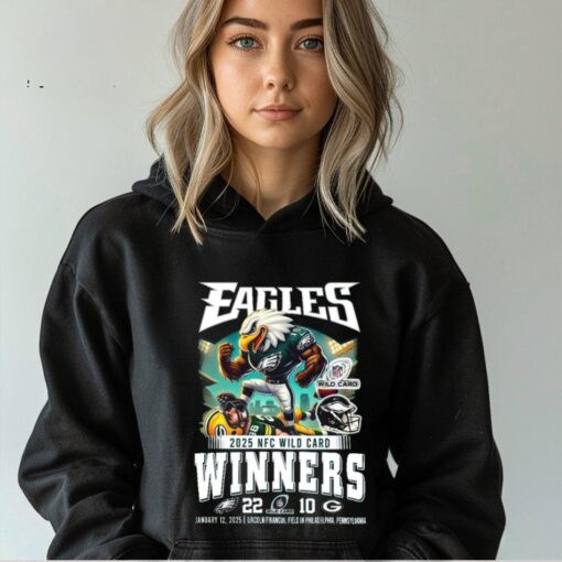 Philadelphia Eagles 2025 NFL Wild Cards Winner Beat Green Bay January 12 Lincoln Financial Field In Philadelphia Pennsylvania Mascot T Shirt