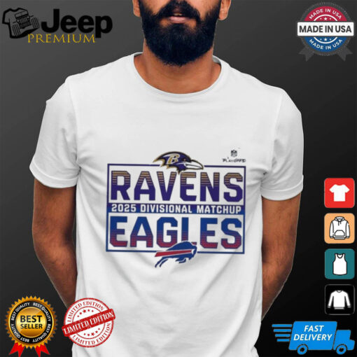 Official 2025 NFL Playoffs Baltimore Ravens Head To Head Buffalo Bills 2025 Divisional Matchup T Shirt