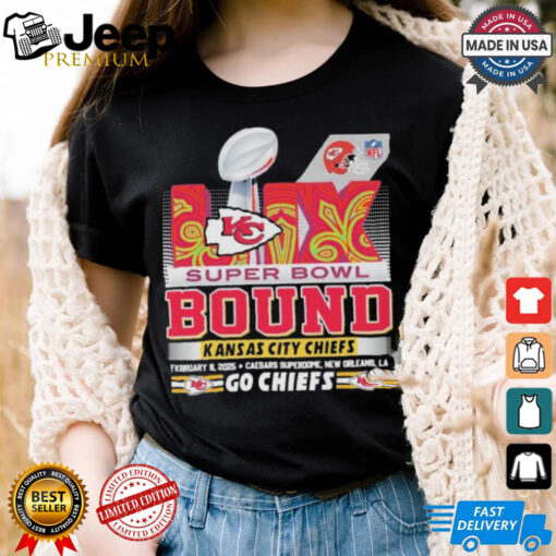 Official Kansas City Chiefs Super Bowl LIX Bound Go Chiefs 2025 Helmet NFL T shirts