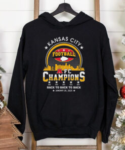Official Kansas City Football 2024 2025 AFC Champions The American Football Champs Back To Back To Back Skyline Shirt