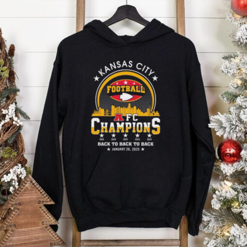 Official Kansas City Football 2024 2025 AFC Champions The American Football Champs Back To Back To Back Skyline Shirt