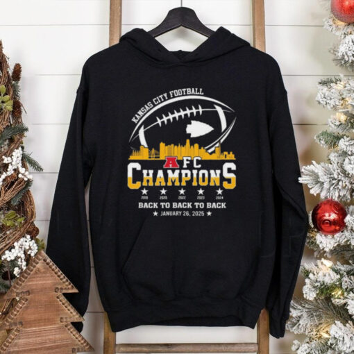 Official Kansas City Football 2024 2025 AFC Champions The American Football Champs Skyline Shirt